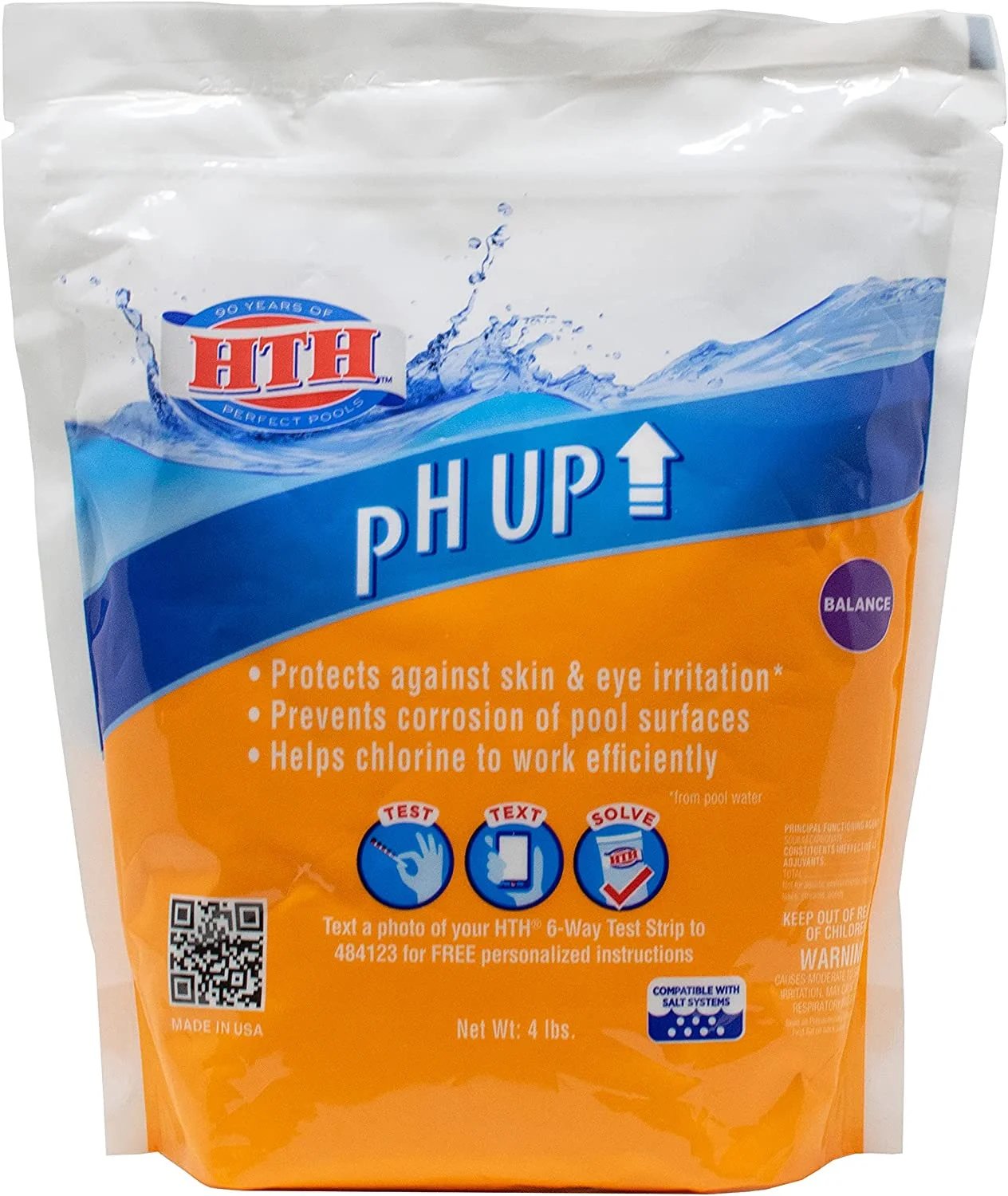 HTH 67041 pH Up Swimming Pool Chemical Balancer, 4 lbs