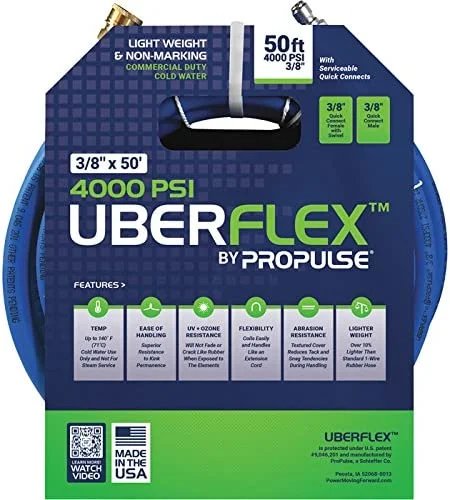 ProPulse UberFlex Nonmarking Pressure Washer Hose 4000 PSI 50ft x 3/8in
