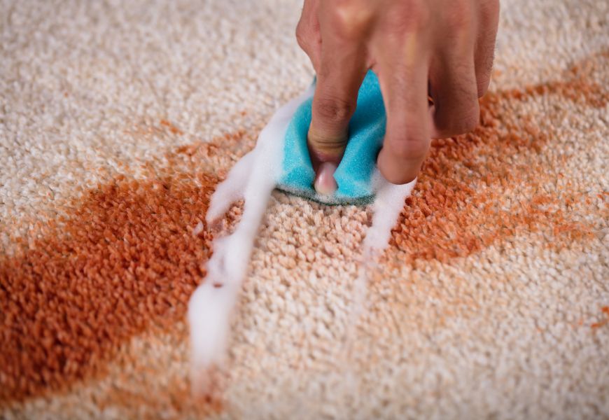 cleaning carpet stain with soap