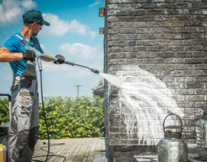 pressure washing brick house